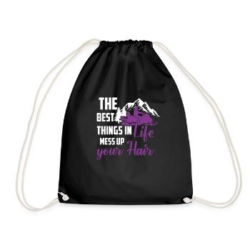 The Best Things In Life Mess Up Hair Snowmobile - Drawstring Bag - black - Front