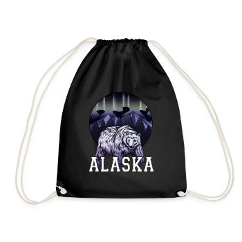 Alaska Gift USA Nature Bear Denali Grizzly Forest - Drawstring Bag - black - Front