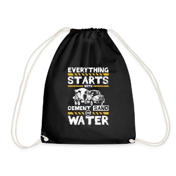 Everything starts with cement sand and water - Turnbeutel - Schwarz - Vorne