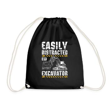 Easily distracted by excavator - Turnbeutel - Schwarz - Vorne