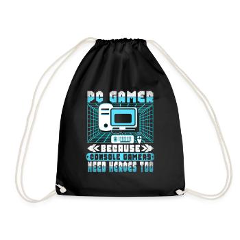 Pc Gamer Because Console Players Need Heroes - Drawstring Bag - black - Front
