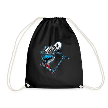 Skeleton Scooter Scooter Halloween Kick Scooter - Drawstring Bag - black - Front