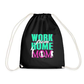 Retro Vintage Work From Home Mom Awesome - Drawstring Bag - black - Front