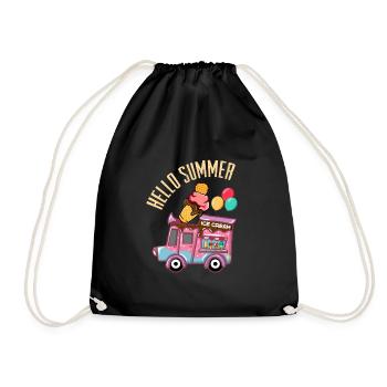Eiscreme Ice Cream Truck Hello Summer Sommer - Turnbeutel - Schwarz - Vorne