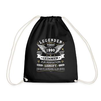 Legenden 1990 Geboren Geschenk Jahrgang 1990 - Turnbeutel - Schwarz - Vorne