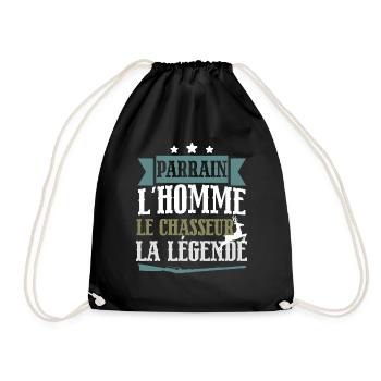 Parrain l'homme le chasseur légende cadeau chasse - Sac de sport léger - noir - Devant