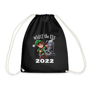 Men Women Cute Elf Christmas Expensive Gas - Drawstring Bag - black - Front