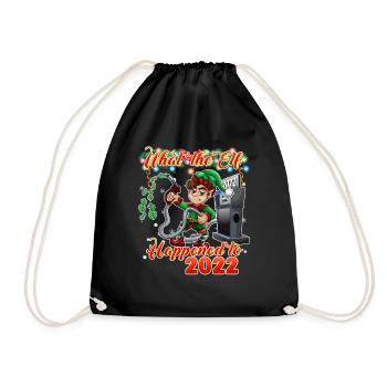 What the Elf Happened to 2022 - Funny Christmas 20 - Drawstring Bag - black - Front