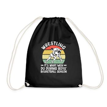 Wrestling is what men do during basketball - Drawstring Bag - black - Front