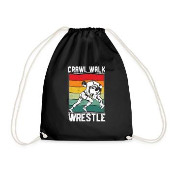 Funny Wrestling Lover Wrestling Training Crawling - Drawstring Bag - black - Front