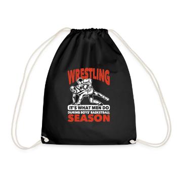Wrestling is what men do during basketball - Drawstring Bag - black - Front