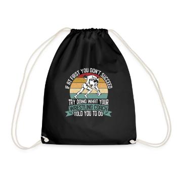 Wrestling Coach Funny Sport Wrestle Trainer - Drawstring Bag - black - Front