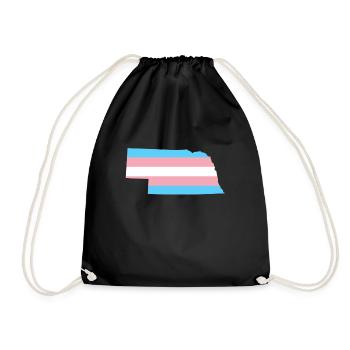 Trans Flag Nebraska LGBT Pride Support - Drawstring Bag - black - Front