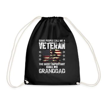 Important Call Granddad American Proud Veteran Day - Turnbeutel - Schwarz - Vorne