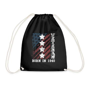 Âge 82 Ans Année de naissance 1940 Drapeau américain Fiers Journée des anciens combattants - Sac de sport léger - noir - Devant