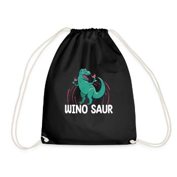 Winosaurus Dinosaur Wine Drinking Winosaur Wine - Turnbeutel - Schwarz - Vorne