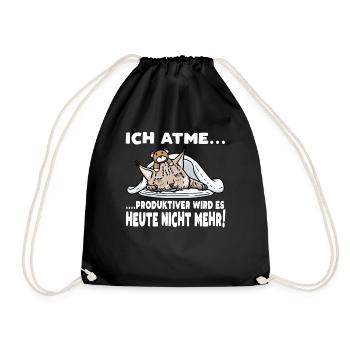 Luchs Katze Schlaf Schlafen Mit Kuscheltier - Turnbeutel - Schwarz - Vorne