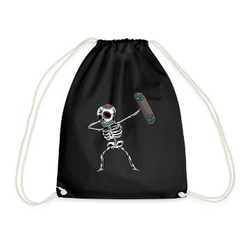 Skeleton Skateboard Halloween - Drawstring Bag - black - Front