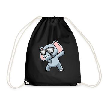 Elefant Mit Sonnenbrille Dabbing - Turnbeutel - Schwarz - Vorne