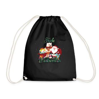 Frohe Weihnachten Weihnachtsmann Geschenk Design - Turnbeutel - Schwarz - Vorne