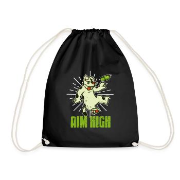 Aim High Retro Vintage Awesome Dog Training - Drawstring Bag - black - Front
