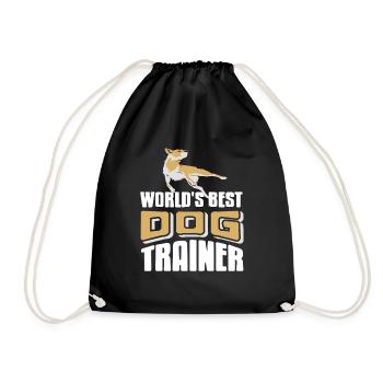 World's Best DOG Trainer Cool Retro Dog Training - Drawstring Bag - black - Front