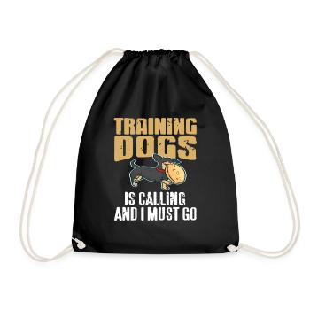 Training Dogs Is Calling & I Must Go Retro Funny - Drawstring Bag - black - Front
