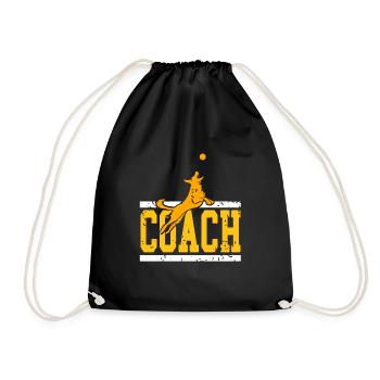 Retro Vintage COACH Cool Dog Trainer T-Shirt - Drawstring Bag - black - Front