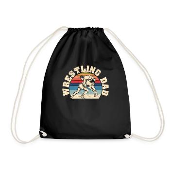 Funny Father's Day Wrestler Daddy Wrestling Wrestling - Drawstring Bag - black - Front