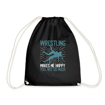 Wrestling makes me happy You don't make me so much - Drawstring Bag - black - Front