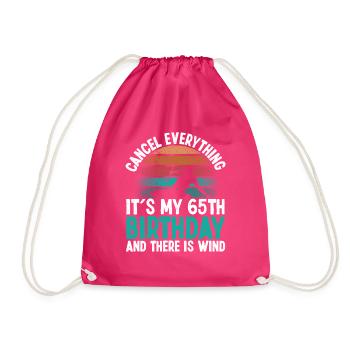 65 Year Old Kitesurfer Kiteboarding 65 Birthday - Drawstring Bag - fuchsia - Front