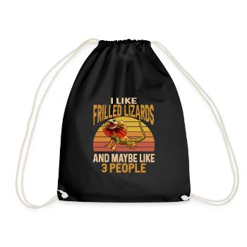 Collared Lizard Frilled-neck lizard Reptile Herpetologist - Drawstring Bag - black - Front