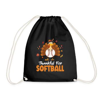 Softball Ball Turkey Thanksgiving Day Funny Sport - Turnbeutel - Schwarz - Vorne