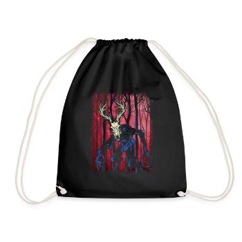 Wendigo Folk Creature Forest Halloween Cryptid - Drawstring Bag - black - Front