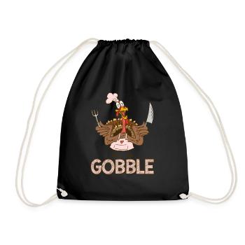 Gobble Drôle de dinde folle Thanksgiving - Sac de sport léger - noir - Devant