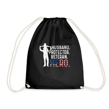 Hero Daddy Husband USA American Proud Veterans Day - Turnbeutel - Schwarz - Vorne