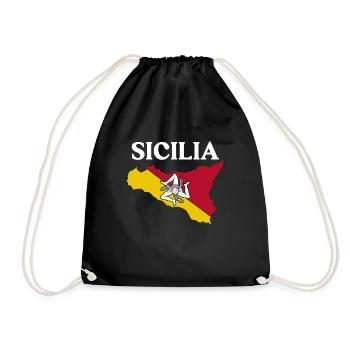 Sicily flag Sicily Palermo Italy - Drawstring Bag - black - Front