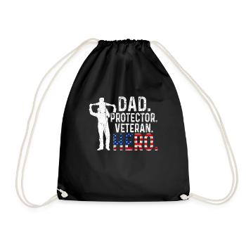 Hero Daddy Dad USA American Proud Veterans Day - Turnbeutel - Schwarz - Vorne
