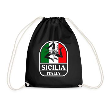 Sizilien flagge Sizilien Palermo Italien - Turnbeutel - Schwarz - Vorne