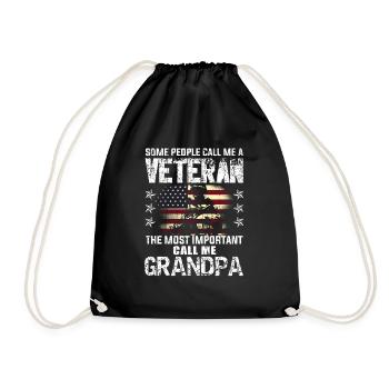 Important Call Grandpa American Proud Veterans Day - Turnbeutel - Schwarz - Vorne