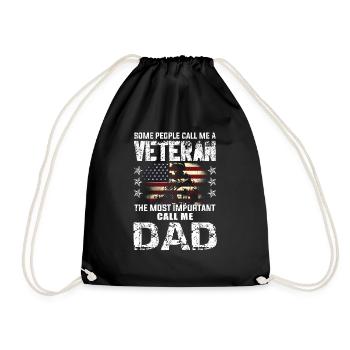 Important Call Dad American Proud Veterans Day - Drawstring Bag - black - Front