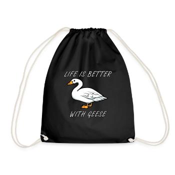 Life With Geese Wildlife Nature Goose - Drawstring Bag - black - Front