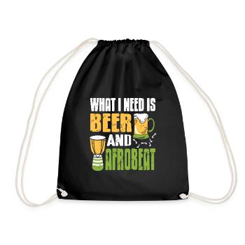 What I Need Is Beer & Afrobeat Retro Vintage - Turnbeutel - Schwarz - Vorne