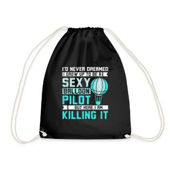 Sexy hot air balloon pilot - Drawstring Bag - black - Front