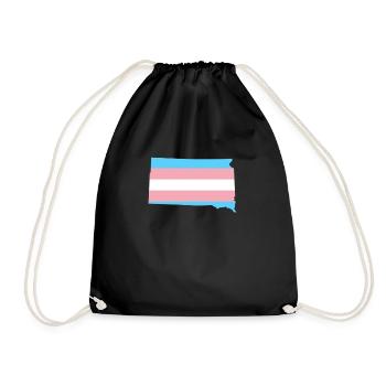 Trans Flag South Dakota LGBT Pride Support - Drawstring Bag - black - Front