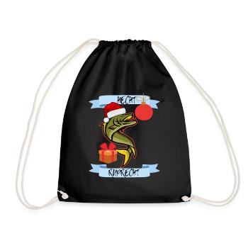 Hecht Ruprecht Weihnachts Angler - Turnbeutel - Schwarz - Vorne
