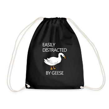 Distrait par les oies Ironic Goose Cute Birds - Sac de sport léger - noir - Devant