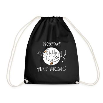Geese and Music Notes Musician Cute Bird - Drawstring Bag - black - Front