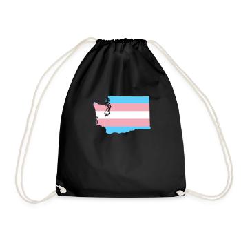 Trans Flag Washington LGBT Pride Support - Drawstring Bag - black - Front