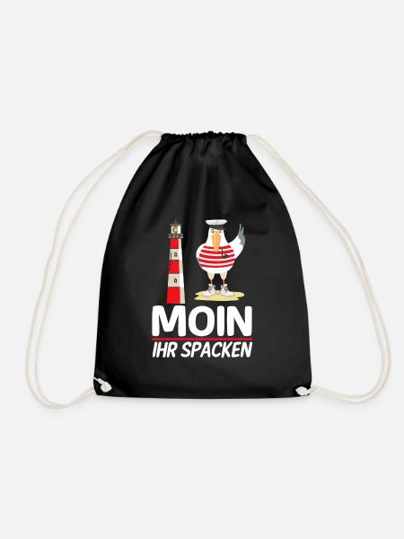 Moin Ihr Spacken Möwe Norddeutsch Plattdeutscher - Turnbeutel - Schwarz